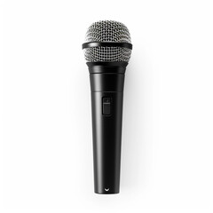 Black microphone on a white background