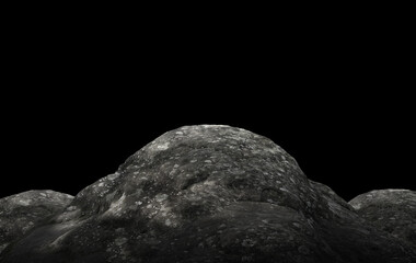 Stone podium on dark black background.