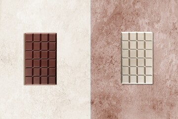 White and black sweet chocolate bar