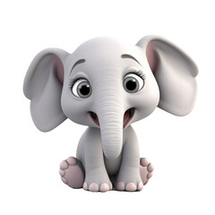 Fototapeta premium Cute Cartoon Elephant Isolated On a Transparent Background 