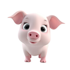 Cute Cartoon Pig Isolated On a Transparent Background 