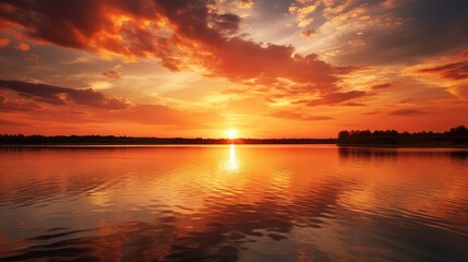 Fototapeta premium nature water lake sun landscape illustration reflection beautiful, sky rise, background river nature water lake sun landscape