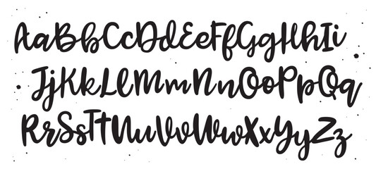 Vector hand drawn alphabet isolated on white background. Brush painted letters. Decorative artistic font. Black letters. © Very Well Studio