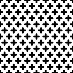 Seamless pattern with crosses ornament. Background with repeated cross shapes ornamentation. Ancient embroidery wallpaper. Ethnic motif. Digital paper with plus signs, textile print. Vector art.