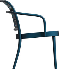 Side view of blue armchair