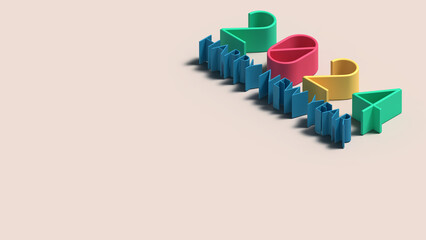 Happy new year 2024 realistic 3d rendering isometric, typography colorful template for celebration greeting card