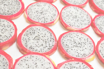 Sweet tasty dragon fruit or pitaya slices.