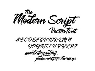 Vector hand drawn alphabet isolated on white background. Brush painted letters. Decorative artistic font. Black letters.