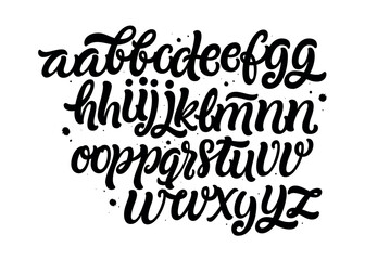 Vector hand drawn alphabet isolated on white background. Brush painted letters. Decorative artistic font. Black letters.