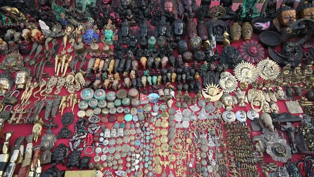 Nepal Basantapur Kathmandu Durbar Square Religeous Goods Shop Slow Motion Stabilizer L World Heritage Site