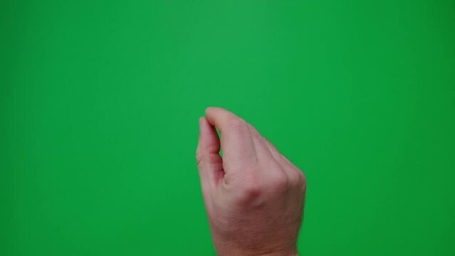 Gestures pack of hand touching, clicking, tapping, sliding, on chroma key green screen background.