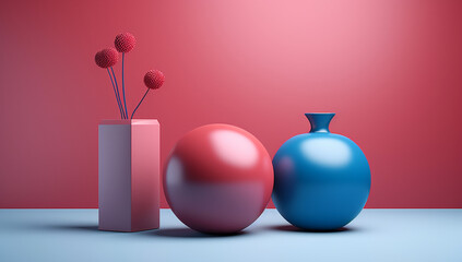 Minimalist Vases on Pastel Background
