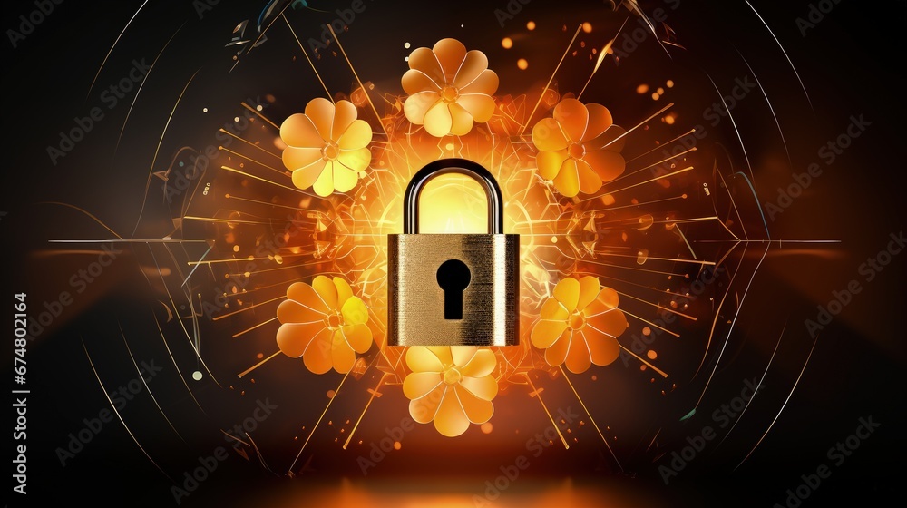 Poster data protection day illustration. secure computer illustration. unlocked lock icon. data privacy day