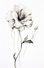 Drawing of a flower, minimalist style, white background. Generative AI