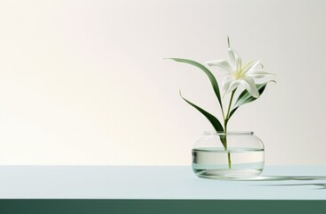 Minimalist potted plant with white background, digital illustration. Generative AI