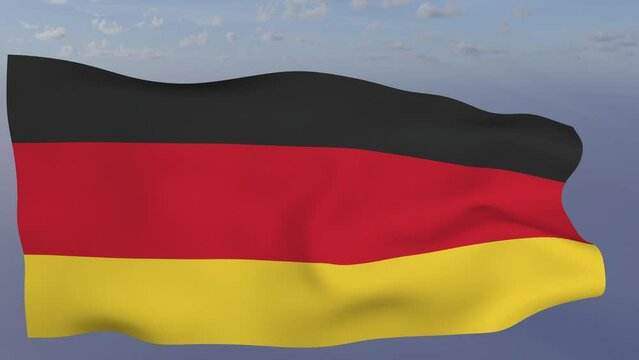 Loop der Deutschland Fahne wehend im Wind als Nahaufnahme. 4K