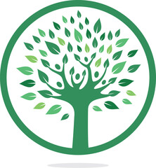 People logo tree logo vector design. Healthy person people tree eco and bio icon human character icon nature care symbol.