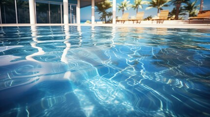 Photos of the water surface of the swimming pool in the resort to stay.