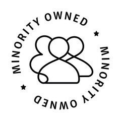 An icon symbolizing businesses that are minority owned, emphasizing inclusivity, diversity in ownership, and the circular badge of recognition.