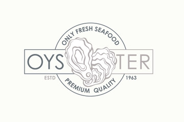 label of fresh oyster shell isolated on light background