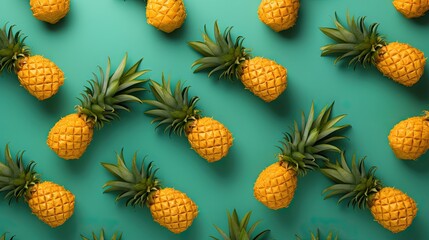Creative layout made of pineapple. Flat lay. Food concept. - obrazy, fototapety, plakaty
