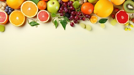 Fresh healthy food concept or background with copy space for a text, top down view