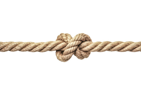 close up of  a rope knot on white background with clipping path isolated on white background 