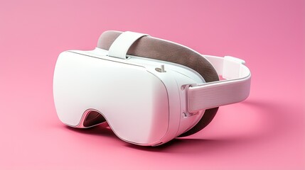 virtual reality glasses of white color on a pink background