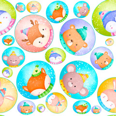 Christmas animals kids pattern in full millions colors