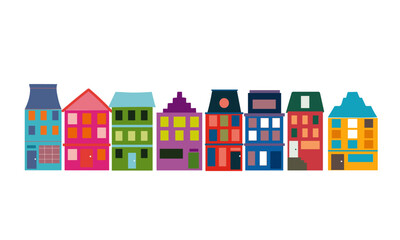 Fototapeta premium Set of European Colorful houses vector