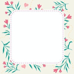 Cute Kawaii Pink Flower Background Frame Vector
