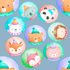 Christmas animals kids pattern in full millions colors