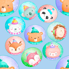 Christmas animals kids pattern in full millions colors