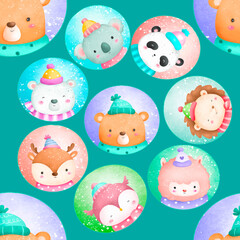 Christmas animals kids pattern in full millions colors