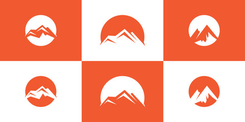 Mountain logo design unique creative concept Premium Vector