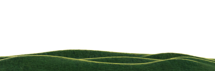 Hills with grass on a transparent background. 3D rendering.  © snesivan