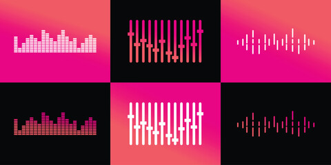 Music logo design unique concept with equalizer Premium Vector