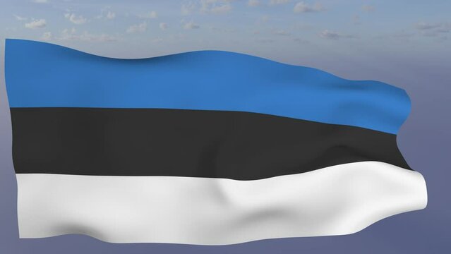 Loop der Estland Fahne wehend im Wind als Nahaufnahme 4K
