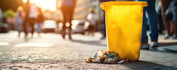 Household waste in the city. generative ai - obrazy, fototapety, plakaty
