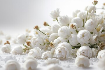 Obraz na płótnie Canvas white flowers on the snow