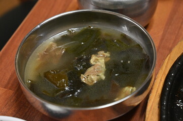 Korean food sea mustard soup