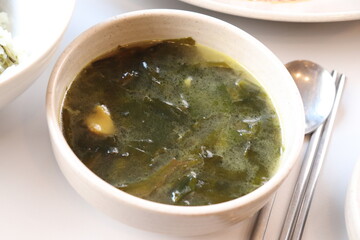 Korean food sea mustard soup
