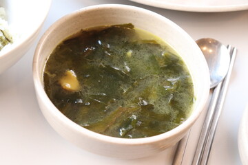 Korean food sea mustard soup