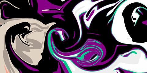 Fluid art from different colors. Multicolored background from paints on liquid. Bright pattern on liquid. Marbleized bright effect with fluid painting, background for wallpapers, poster, postcard.