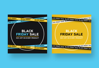 Black Friday Layouts With Blue and Yellow Accent