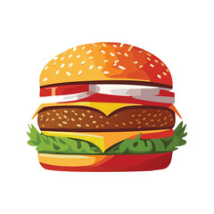 Vector Big burger with sesame
