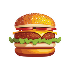 Vector Big burger with sesame
