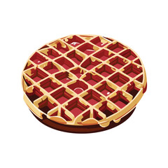 Belgian Waffle with honey. Dessert sweetness. Lunch cooking. Isolated white background.vector illustration.