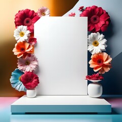 background flower composition podium frame