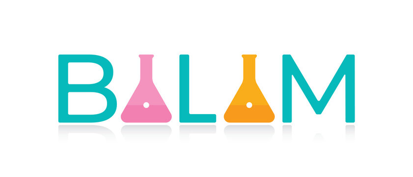 bilim word. bilim word and test tubes. science word concept